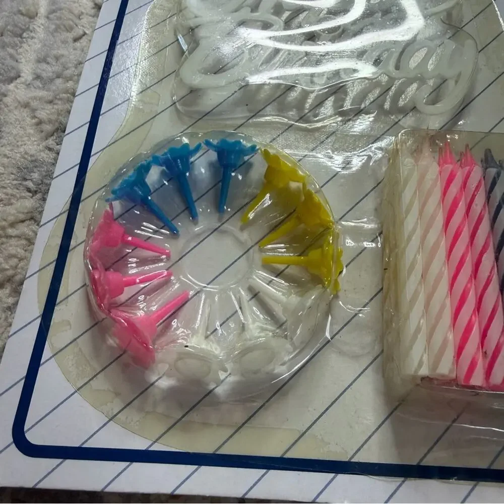 Vintage Happy Birthday Candles & Holders Cake Decorations NEW